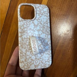 iPhone 15- Loopy Case Floral Design Phone Case - Cream and White